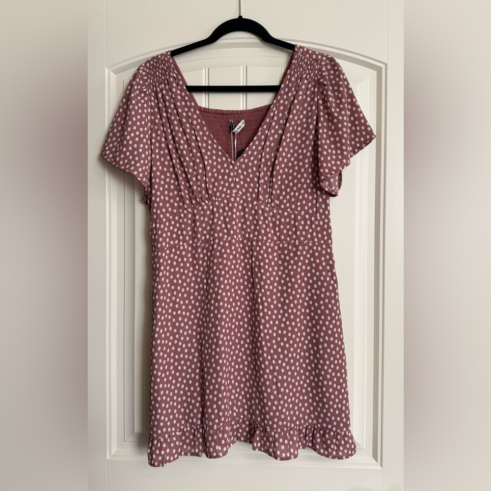 Abercrombie & Fitch Pink Polka Dot Dress - Petite Large